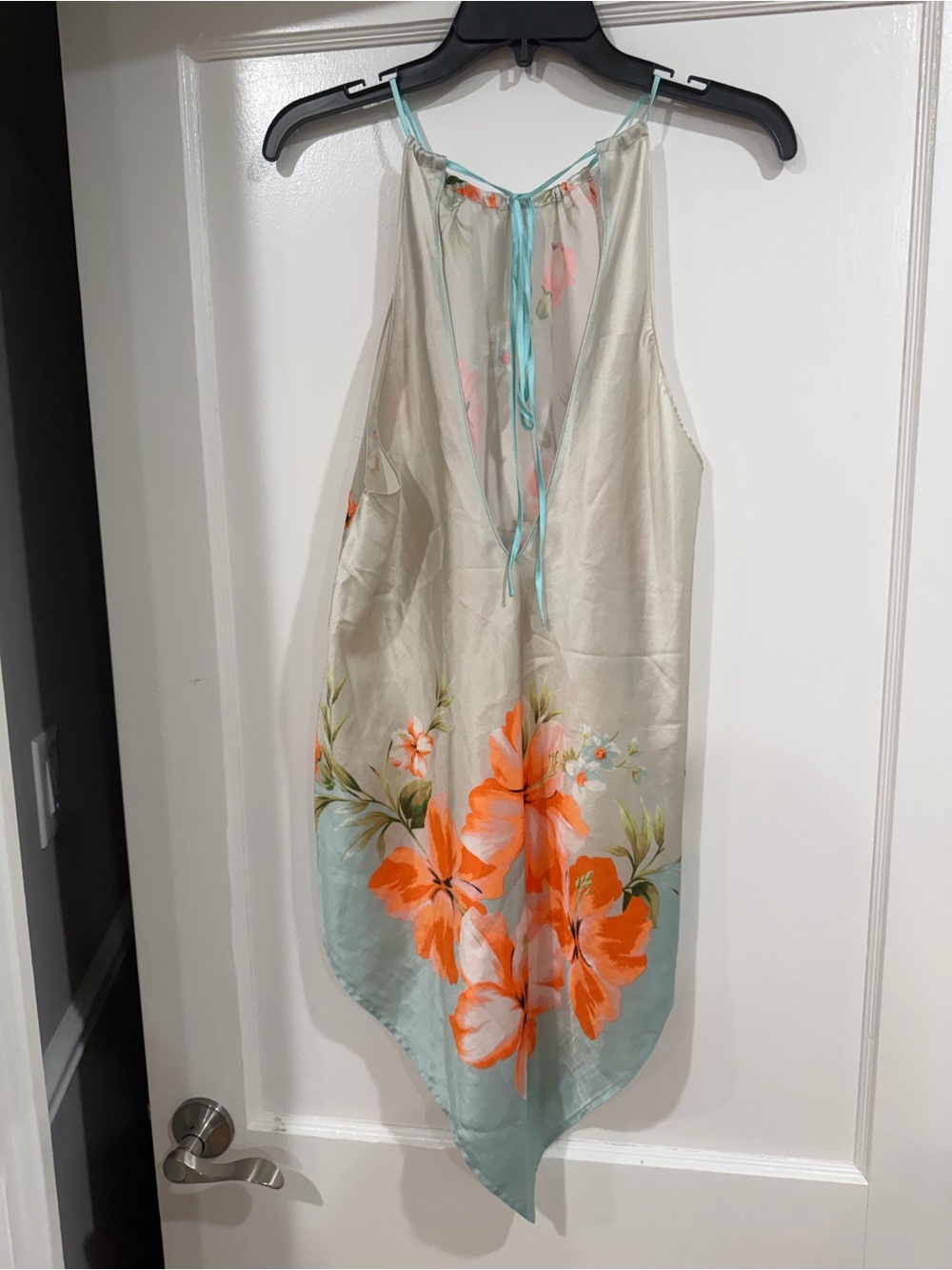Y2K silk Victoria's Secret Cream Halter Camisole with Orange Floral Print small - Picture 4 of 7